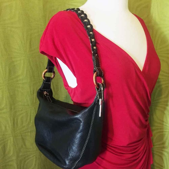 Fossil Handbags - Fossil Black Pebbled Leather Hobo Bag Purse Key